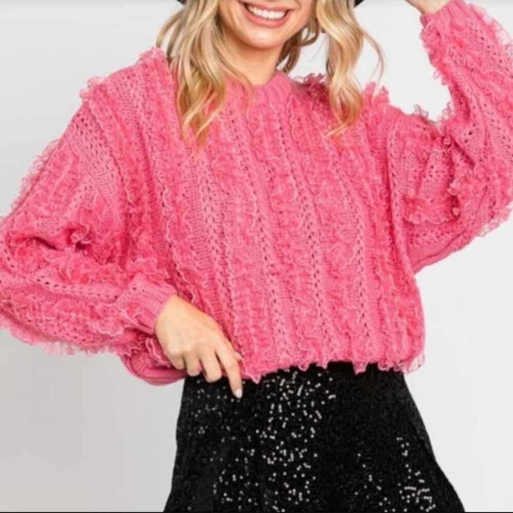 Zara Bubblegum Pink Knit Sweater Small NWT